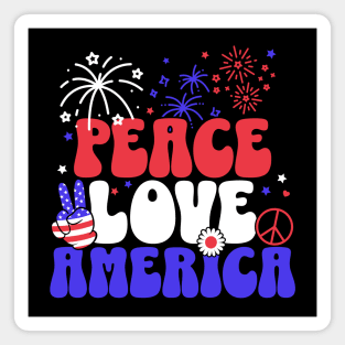 Retro Peace Love and America Magnet